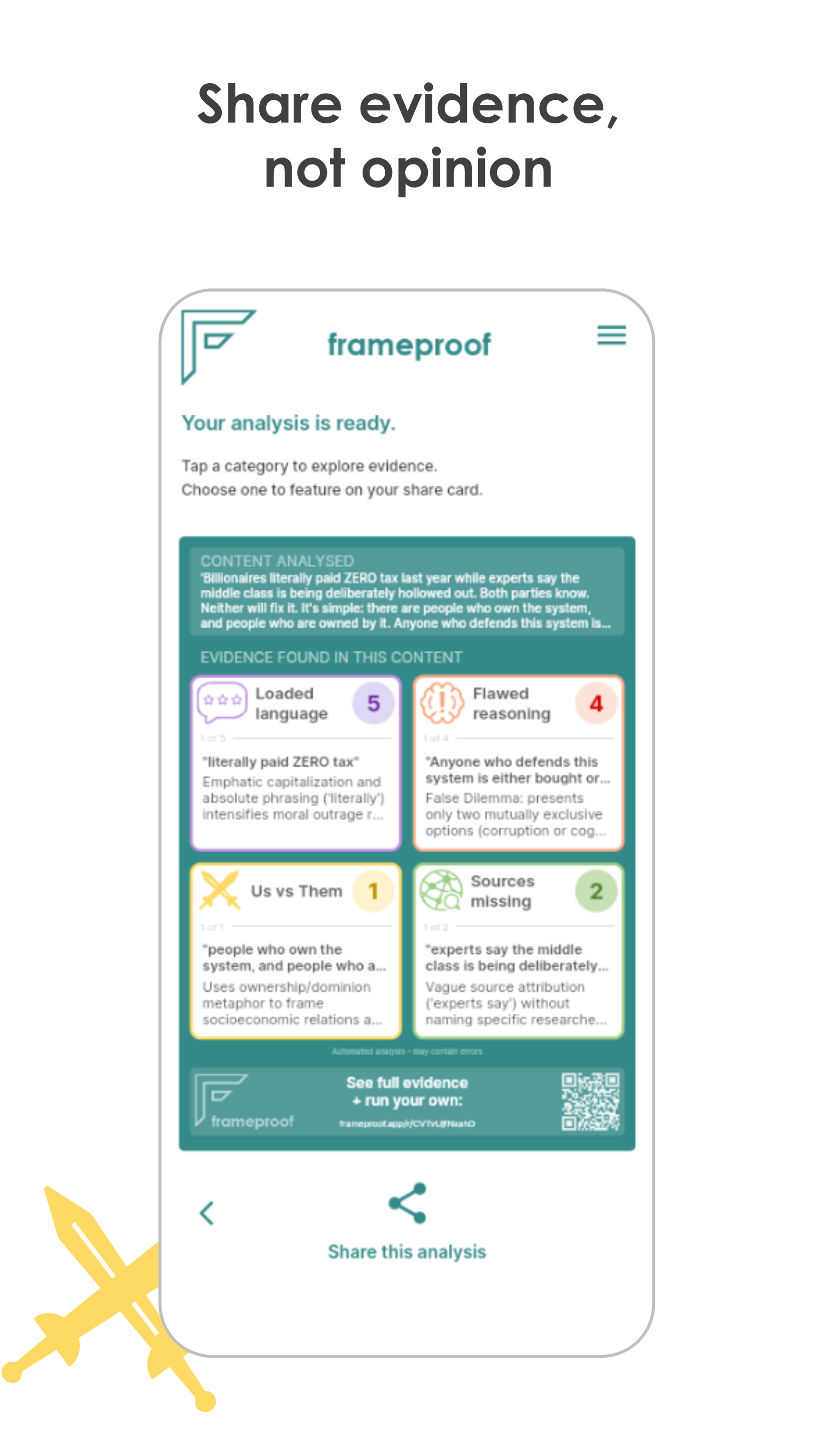 Share evidence, not opinion