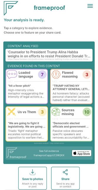 Frameproof analysis of a Fox News article